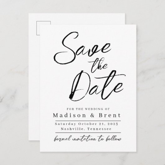 Minimalistische eenvoudige niet foto bruiloft aank aankondigingskaart (Voorkant / Achterkant)