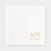 Minimalistische eenvoudige paar Initialen en trouw Folie Servetten (Voorkant)