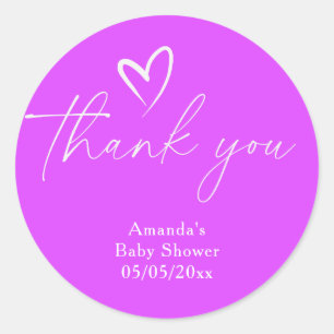 Minimalistische Eenvoudige Paarse Babyshower bedan Ronde Sticker