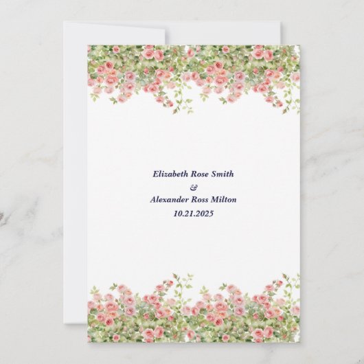 Minimalistische Eenvoudige roos wijnstok bloemenb Kaart (Achterkant)