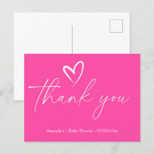 Minimalistische Eenvoudige Roze Baby shower bedank Briefkaart