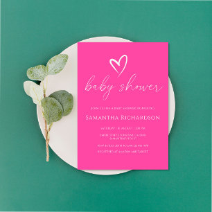 Minimalistische Eenvoudige Roze Meisje Baby Shower Kaart
