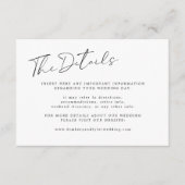 Minimalistische eenvoudige script bruiloft gast de informatiekaartje (Voorkant)