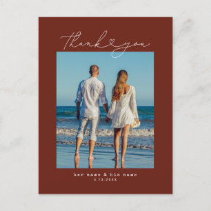 Minimalistische eenvoudige script hart trouwtypewr briefkaart