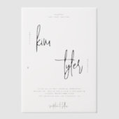 Minimalistische eenvoudige script overlay bruiloft vellum uitnodigingen (Voorkant)