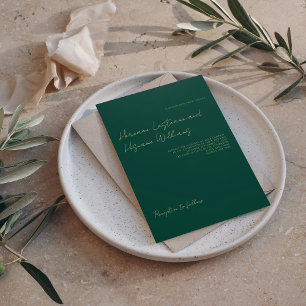 Minimalistische eenvoudige smaragd groene luxe bru kaart