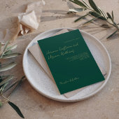 Minimalistische eenvoudige smaragd groene luxe bru kaart