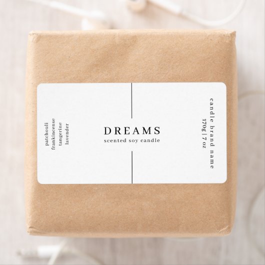 Minimalistische eenvoudige sojakaars zwart wit lab etiket (Insitu)