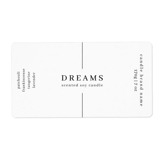 Minimalistische eenvoudige sojakaars zwart wit lab etiket (Voorkant)