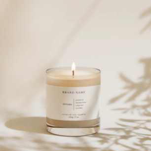 Minimalistische eenvoudige sojakaars zwart wit lab etiket