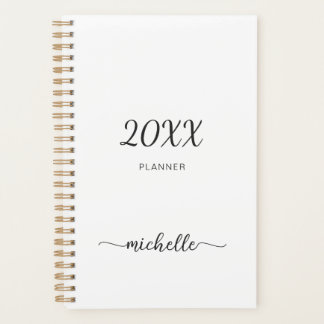 Minimalistische Eenvoudige Witte Monogram Naam 202 Planner