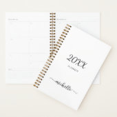 Minimalistische Eenvoudige Witte Monogram Naam 202 Planner (Display)