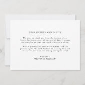 Minimalistische eenvoudige zwart-wit boodschap bru bedankkaart (Achterkant)