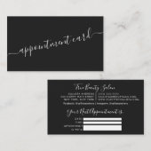Minimalistische Eenvoudige Zwart Wit Script Afspra Visitekaartje (Voorkant / Achterkant)