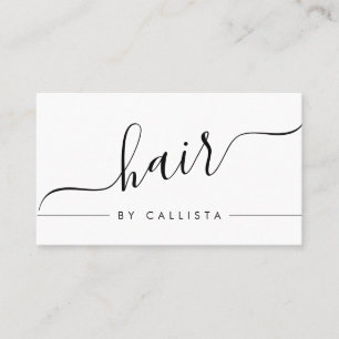 Minimalistische Eenvoudige Zwart Wit Script Hair Visitekaartje