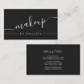 Minimalistische eenvoudige zwart-wit script make-u visitekaartje (Voorkant / Achterkant)