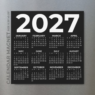 Minimalistische Eenvoudige Zwarte 2027 Magnetische