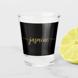 Minimalistische Eenvoudige Zwarte Gouden Monogram  Shot Glas