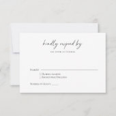 Minimalistische Eenvoudige Zwarte Witte Chic Scrip RSVP Kaartje (Voorkant)