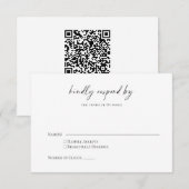 Minimalistische Eenvoudige Zwarte Witte Chic Scrip RSVP Kaartje (Voorkant / Achterkant)