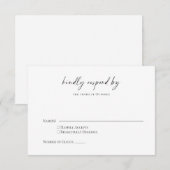 Minimalistische Eenvoudige Zwarte Witte Moderne Sc RSVP Kaartje (Voorkant / Achterkant)