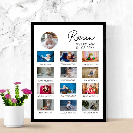 Minimalistische eerste jaar oude baby's 1e verjaar poster