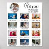 Minimalistische eerste jaar oude baby's 1e verjaar poster (Voorkant)