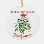 Minimalistische eerste kerst als grootouders keramisch ornament (Voorkant)