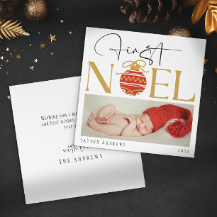 Minimalistische Eerste Kerstdag Baby Foto Feestdagenkaart