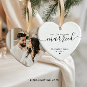 Minimalistische Eerste Kerstdag Getrouwde Namen & Keramisch Ornament