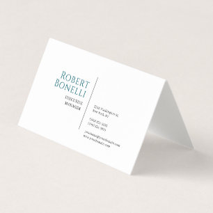 Minimalistische effen blauwe & witte moderne premi visitekaartjes