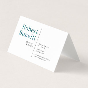 Minimalistische effen blauwe & witte moderne premi visitekaartjes