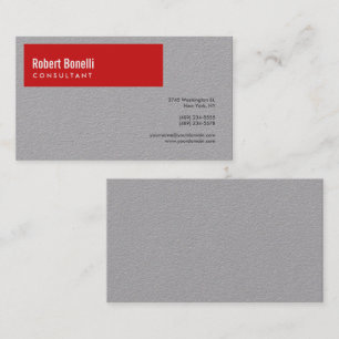 Minimalistische effen premium grijs & rood modern visitekaartje