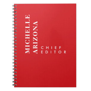 Minimalistische effen rode en witte professionele  notitieboek