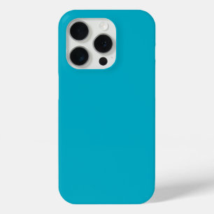 Minimalistische effen teal blauwe levendige turquo iPhone 15 pro case