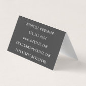 Minimalistische effen witte met cursieve tekst visitekaartjes (Achterkant)