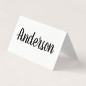 Minimalistische effen witte met cursieve tekst visitekaartjes (Voorkant)