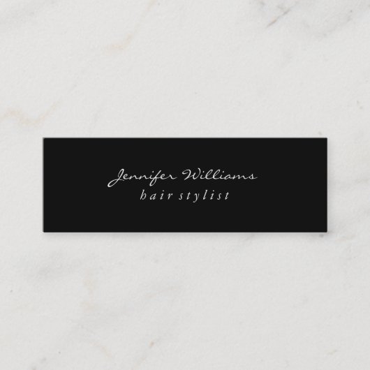 Minimalistische effen zwarte mini visitekaartje (Voorkant)