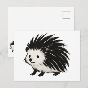 Minimalistische egel – Black Ink Animal Design op Briefkaart