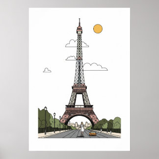 Minimalistische Eiffeltoren Paris Poster