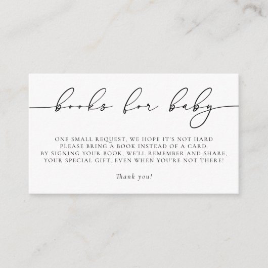 Minimalistische Elegant Calligraphy Baby shower Bo Informatiekaartje (Voorkant)