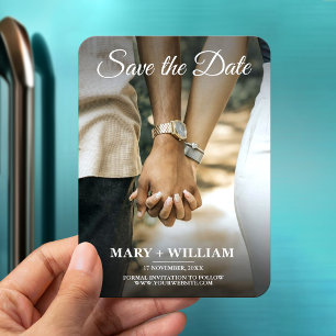 Minimalistische Elegant Couple Foto Save The Date Magneet