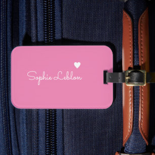 Minimalistische Elegant Eenvoudig Script Naam ROZE Bagagelabel