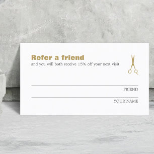 Minimalistische Elegant Gold White Verwijs een Vri Aanbevelingskaartje