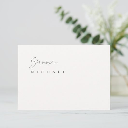 Minimalistische Elegant Ivoor Wedding Message Kaar Kaart (Staand voorkant)