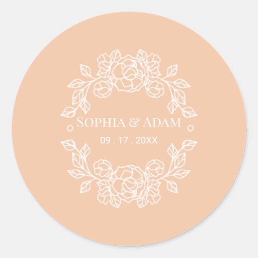 Minimalistische Elegant Peach Program Fan Ronde Sticker (Voorkant)