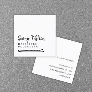 Minimalistische Elegant Zwart Wit Haar Bobby Pin Vierkante Visitekaartje