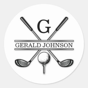 Minimalistische Elegante Aangepaste Golf Monogram Ronde Sticker