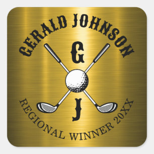Minimalistische Elegante Aangepaste Golf Monogram Vierkante Sticker