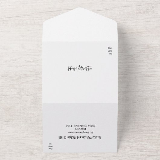 💍 minimalistische elegante all in one uitnodiging (Buitenkant)